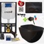 Toilet set with bidet Rimless Warm - Cold Matt Black with diverter tap incl. Soft close toilet seat GP2002.01-1