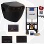Creavit Hanging toilet set Gloss Black Creavit tp325 black Concealed cistern, bidet tap and control panel black toilet seat soft close. TP325-50SI00E-0005 - KC4080.SO - GR5003
