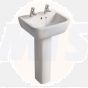 The Ideal Standard Tempo two tap hole basin in white is designed to blend seamlessly into any bathroom setting.Ideal Standard  Tempo 50cm pedestal basin - two tapholes   T058901