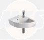 Roca Hall Corner Wall-Hung Basin with Left-Hand Shelf 350 x 430mm - 1 Taphole A327623000