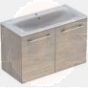 Selnova Square 100 cm Slim Basin & Two Drawer Vanity Unit, Light Hickory  501.247.00.1