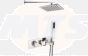 Square Shower Pack 5 - Targa Twin Two Outlet with Handset & Brass Overhead Shower