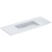 Geberit ONE vanity basin, horizontal outlet: B=120cm, T=48cm, Tap hole=without, Overflow=without, white / KeraTect, glossy white   505.016.00.1
