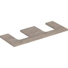 Geberit ONE washtop, double cut-out, for lay-on washbasin, bowl shape: B=120cm, H=3cm, T=47cm, hickory / wood-textured melamine  505.335.00.6