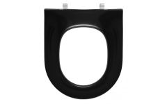 Standard toilet seat without cover with hinge in stainless steel Black