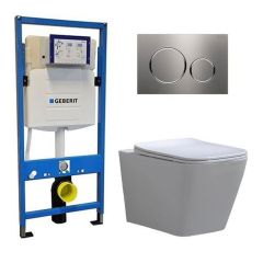 Geberit UP 320 Toilet set -Alexandria Flatline Sigma-20 Brushed stainless steel -Built-in WC Wall-hung toilet 	DC2495