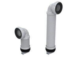 EXTENDABLE 90º BEND WC PAN CONNECTOR WITH CHECK VALVE Ø100x460MM 100/110 OUTLET