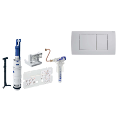 Geberit conversion set concealed cistern year 1988-97 filling valve with actuation plate Twinline 30 chrome matt, complete set for conversion to dual flush