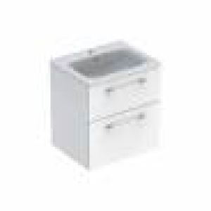 Selnova Square 60 cm Slim Basin & Two Drawer Vanity Unit, White  501.236.00.1