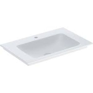 Geberit ONE vanity basin, vertical outlet: B=60cm, T=48cm, Tap hole=without, Overflow=without, white / KeraTect  505.011.01.1