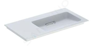 Geberit ONE vanity basin, horizontal outlet, left shelf surface: B=90cm, T=48cm, Tap hole=without, Overflow=without, white / KeraTect, glossy white   505.013.00.1
