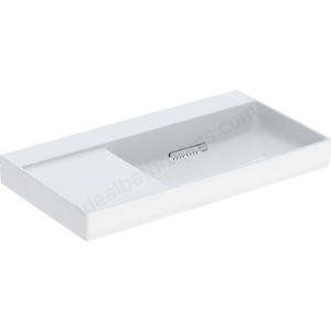 Geberit ONE washbasin, horizontal outlet, left shelf surface: B=90cm, T=48cm, Tap hole=without, Overflow=without, white / KeraTect, glossy white   505.044.00.1