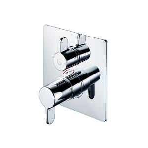 Ideal Standard Spares Freedom Built In thermostatic bath shower mixer with square faceplate and metal lever handles -A6379AA