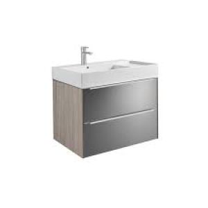 Roca  Inspira base unit 800 x 498mm with 2 soft-close drawers - city oak with dark mirror glass A857001403