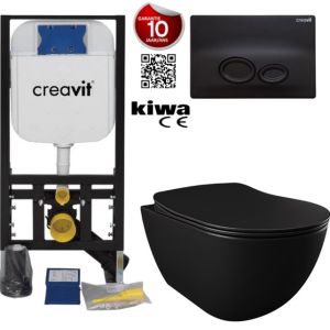 Toilet set Black Mat Creavit Freedom complete toilet set incl. toilet seat soft close + built-in cistern + pressure plate FE320-11SM00E-0000