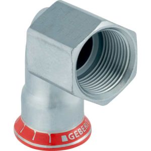 Geberit Mapress Carbon Steel elbow adaptor 90° with female thread (FKM, blue)