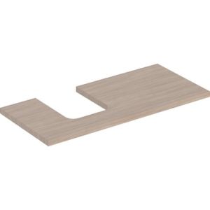 Geberit ONE washtop, left cut-out, for lay-on washbasin, bowl shape: B=105cm, H=3cm, T=47cm, oak / wood-textured melamine  505.294.00.5