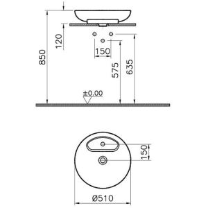 Vitra Memoria Round White Countertop Wash Basin 50 cm 5880B403-0041