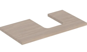 Geberit ONE washtop, central cut-out, for lay-on washbasin, bowl shape: B=105cm, H=3cm, T=47cm, hickory / wood-textured melamine  505.274.00.6