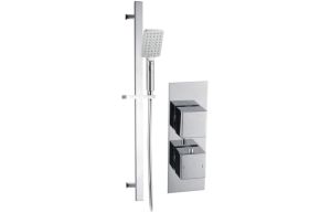 Square Shower Pack 8 - Rhomba Slim Plate Single Outlet & Riser Kit